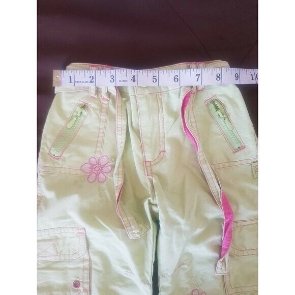 Pumpkin Patch pants Size 4 Khaki Green Pink Flowers Embroidery Easter Spring - Picture 11 of 12